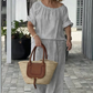 👚 49% RABATT! 👖 2-delat Damset med Topp & Vida Byxor – Elegant Rundhals, Bekväm Passform & Perfekt för Vardag & Fest 💃