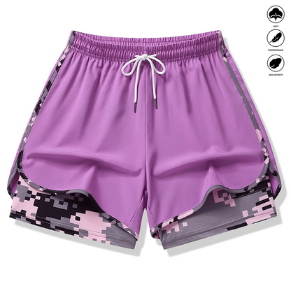 2-i-1 sportshorts för dam – löst ytterlager & kompressionsunderdel 🏃‍♀️✨