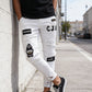 🔥 50% RABATT NU! 👖 Herrar slim jeans med rev – Modersmål lappar & hållbart denim 🎨👟