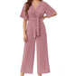 🔥50% RABATT NU!🔥 Elegant jumpsuit för dam med V-ringning, vida ben och knytning i midjan