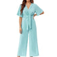 🔥50% RABATT NU!🔥 Elegant jumpsuit för dam med V-ringning, vida ben och knytning i midjan