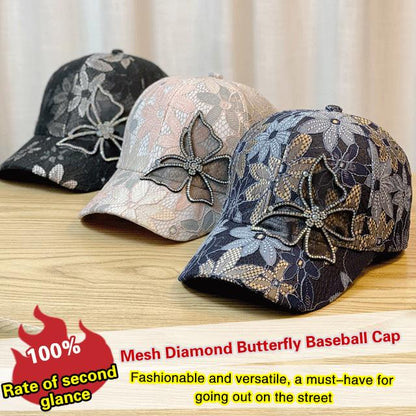 🧢 50% RABATT NU! 🤩 Mesh Baseballkepsar med Diamant- & Fjärilsmotiv – Andningsbar, Stilig & Justerbar ✨