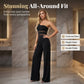 Jumpsuit med en axel, mesh-midja & vida ben – elegant, figursydd & flödande ✨👗