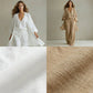 Elegant 3-delat set för dam – kofta, topp & vida byxor i mjuk vävd blandning 👗✨