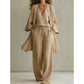 Elegant 3-delat set för dam – kofta, topp & vida byxor i mjuk vävd blandning 👗✨