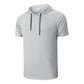 Kortärmad hoodie för män – snabbtorkande, andningsbar & med känguruficka 👕💨