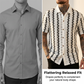 👕 50% RABATT! 🎨 Herr Kortärmad Retro Geometrisk Stickad Skjorta – Unikt Mönster, Mjuk Textur & Perfekt För En Personlig Sommarlook 🌞