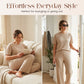 👚 50% RABATT NU! 🌿 Kvinnors Ribbstickad Topp & Vida Byxor Set – Avslappnad Drop-Shoulder, Mjukt Stretchtyg & Mångsidigt Tvådelat 🧶
