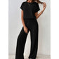 👚 50% RABATT NU! 🌿 Kvinnors Ribbstickad Topp & Vida Byxor Set – Avslappnad Drop-Shoulder, Mjukt Stretchtyg & Mångsidigt Tvådelat 🧶