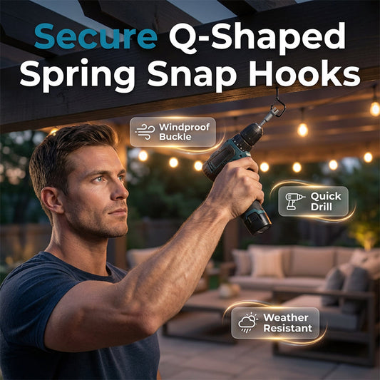 Q-formade springsnapkrokar – 20/30 st, rostskyddade, för utomhus- & inomhusbruk 🔧🪝
