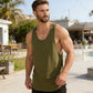 Herr muscle fitness stringer tank – djupa ärmhål, stretchig bomullsblandning & atletisk V-ringning 💪👕
