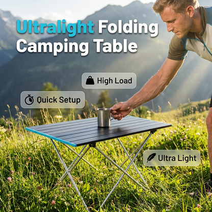 Ultralätt hopfällbart campingbord i aluminium – kompakt, verktygslös montering & bärväska ingår 🏕️🪑