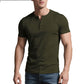 Lättvikt andningsbar sommar-T-shirt – klassisk Henley-stil, muscle-fit & andningsbar polyester 👕💨