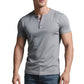 Lättvikt andningsbar sommar-T-shirt – klassisk Henley-stil, muscle-fit & andningsbar polyester 👕💨