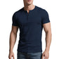 Lättvikt andningsbar sommar-T-shirt – klassisk Henley-stil, muscle-fit & andningsbar polyester 👕💨