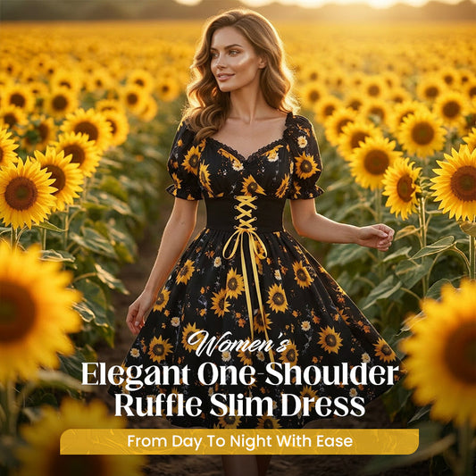 Damklänning med solrospryck & puffärmar – ledig sommarstil med romantisk touch 🌻👗