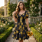 Damklänning med solrospryck & puffärmar – ledig sommarstil med romantisk touch 🌻👗