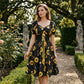 Damklänning med solrospryck & puffärmar – ledig sommarstil med romantisk touch 🌻👗