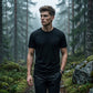 Herr klassisk rundhalsad T-shirt – premium blandning, atletisk passform & tidlös design 👕💨