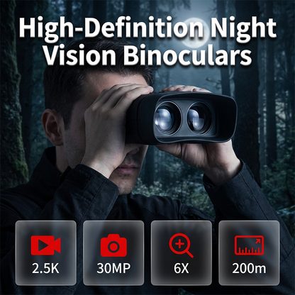 Digitala Nattkikare – 3" HD-skärm, 30MP Foto & 2.5K Video, 6X Zoom, 7 IR-nivåer, 200m Nattsyn 🔭🌙