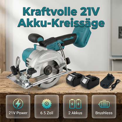 🛠️ ⏰ Endast idag-50% RABATT NU!🎯 Höghastighets Sladdlös Cirkelsåg med Borstlös Motor – 21V Kraftpaket & Dubbla Batterier 🔋