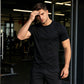 Herr Klassisk Crew Neck T-shirt – Premium Bomullsblandning, Modern Atletisk Passform, Förstärkta Sömmar 👕✨