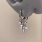 Celestial Star Dangle Hoop-örhängen – Stjärnkluster, Cubic Zircon & Galvaniserad Legering, Silver-Blå ⭐💎