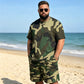 👕 50% RABATT! 🌿 Herr kamouflagetryckt T-shirt & shorts set – Bomullsblandning, avslappnad passform & perfekt för utomhusbruk, sport eller lediga sommardagar 🩳