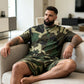 👕 50% RABATT! 🌿 Herr kamouflagetryckt T-shirt & shorts set – Bomullsblandning, avslappnad passform & perfekt för utomhusbruk, sport eller lediga sommardagar 🩳