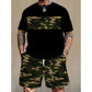 👕 50% RABATT! 🌿 Herr kamouflagetryckt T-shirt & shorts set – Bomullsblandning, avslappnad passform & perfekt för utomhusbruk, sport eller lediga sommardagar 🩳