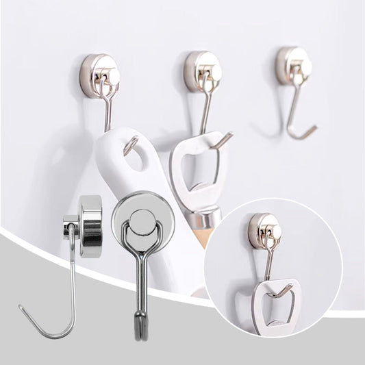 🧲 50% RABATT! 🔩 Starka 360° svängande magnetiska hängkrokar utan borrning – Kraftfull neodym, stödjer upp till 10 kg – perfekt för kök, garage, metallskåp eller dörrar 🔧