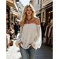 👚 50% RABATT NU!🌸 Dam Bohemisk Off-Axel Spetstopp – Genomskinlig & Flödande – Romantisk Sommarblus ✨