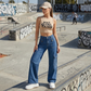 🔥 50% RABATT på utvalda produkter🎉 Högmidjade vida jeans med cargo-fickor
