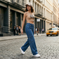 🔥 50% RABATT på utvalda produkter🎉 Högmidjade vida jeans med cargo-fickor