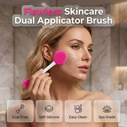 Dubbelsidig Silikon Maskborste – Slät Spatel & Texturerad Borste, Hudvänlig, Lätt att Rengöra 💆‍♀️✨