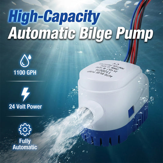 Automatisk Dränkbar Länspump – 1100 GPH, Smart Flottörbrytare, CE-godkänd, 12V/24V 🚤💧