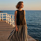 👗 50% RABATT NU!🥂 Dam 2-Delars Set – Ärmlös Top & Randig Kjol – Effortless Chic 🌊