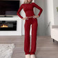 👚 50% RABATT 👖 | 2-delat Damset – Casual Topp & Byxor, Minimalistisk Stil