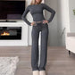 👚 50% RABATT 👖 | 2-delat Damset – Casual Topp & Byxor, Minimalistisk Stil