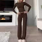 👚 50% RABATT 👖 | 2-delat Damset – Casual Topp & Byxor, Minimalistisk Stil