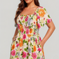 🔥Sista dagen: 50 % rabatt!⏰🌸👗 Blommig klänning med volanger, fyrkantig halsringning och fickor🏖️