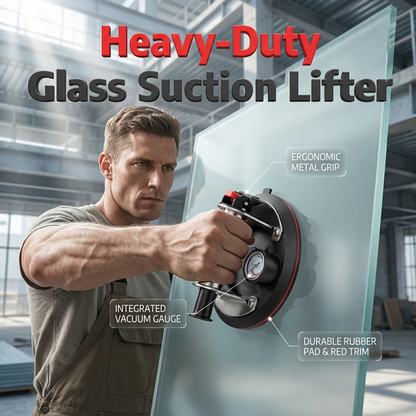 8" glassugkopp med tryckmätare – 200 kg lyftkraft, vakuumövervakning & snabb lossning 🪟💪