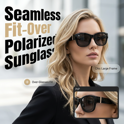 👓✨ Solglasögon med stor båge för damer – skyddar effektivt mot UV-strålning och bländning ✅ Kan bäras över vanliga glasögon ☀️ Snyggt solskydd som ger maximal komfort i solen ✨