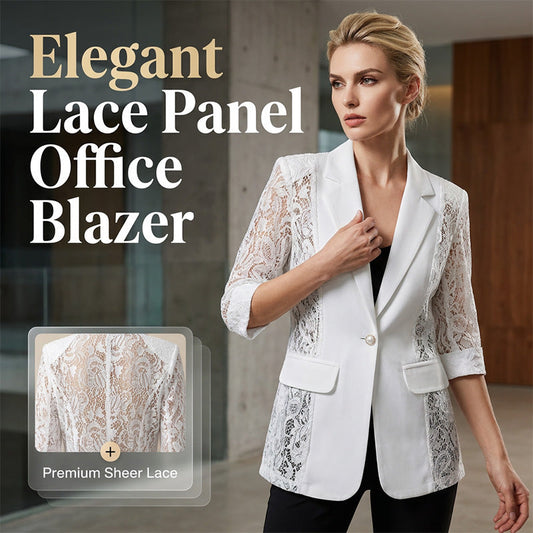🤵‍♀️ BEGRÄNSAD TID 50% RABATT! ✨ Vit Spets Blazer – Slim Fit, 3/4 Ärm, Elegant 👑