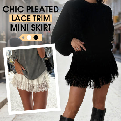 Chic plisserad minikjol med spetskant – hög midja, lekfulla veck & romantisk elegans 👗🕊️