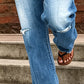 👖 🖤 Dams Distressade Slim Fit Utsvängda Jeans – Edgy & Benförlängande ✂️