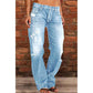 👖 🖤 Dams Distressade Slim Fit Utsvängda Jeans – Edgy & Benförlängande ✂️