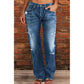 👖 🖤 Dams Distressade Slim Fit Utsvängda Jeans – Edgy & Benförlängande ✂️