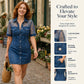 Dam genomskinlig spets denim miniklänning – edgy & feminin
