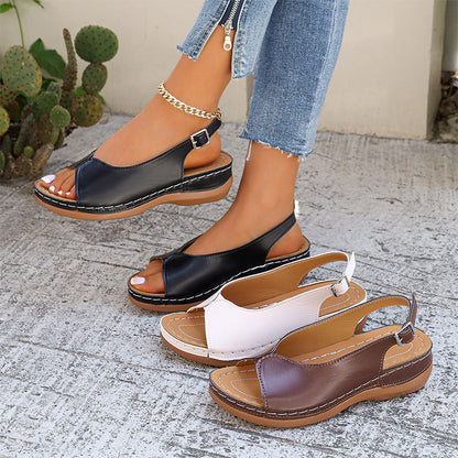 🔥50% RABATT⏰Damernas Vintage Peep - ☁️Toe Komfortsandaler 👠✨Mjuk sula retro sommar skor för fest & vardag🌸